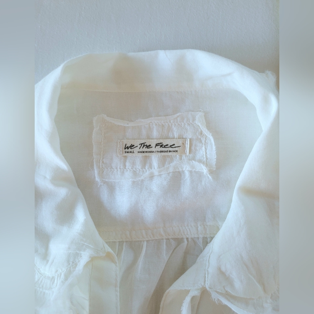 Free People White Ruffled Button-Front Blouse - Picture 11 of 16